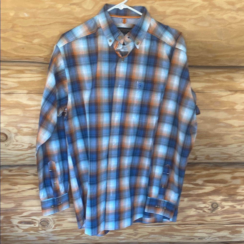Ariat Casual Button Down Shirt in Blue and Orange